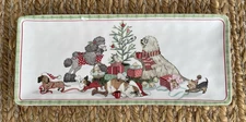 Pier 1 Imports Ironstone CHRISTMAS MORNING PUPS 14" Tray Platter Puppies Dogs
