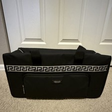 Versace Fragrances Black Polyester Gym Bag Greek Key Accent Zipper Closure