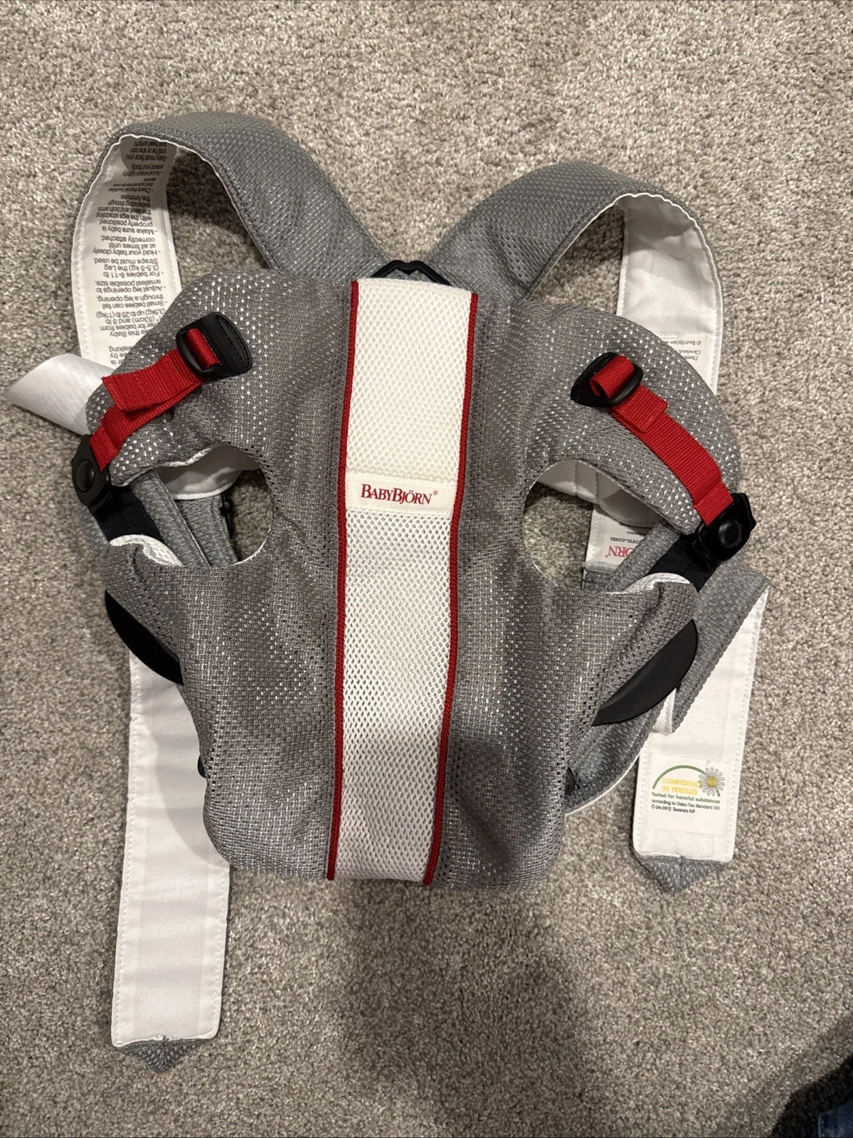 Baby Bjorn Air Mesh Baby Infant Carrier Front & Rear 8-25 Lbs White Gray Red