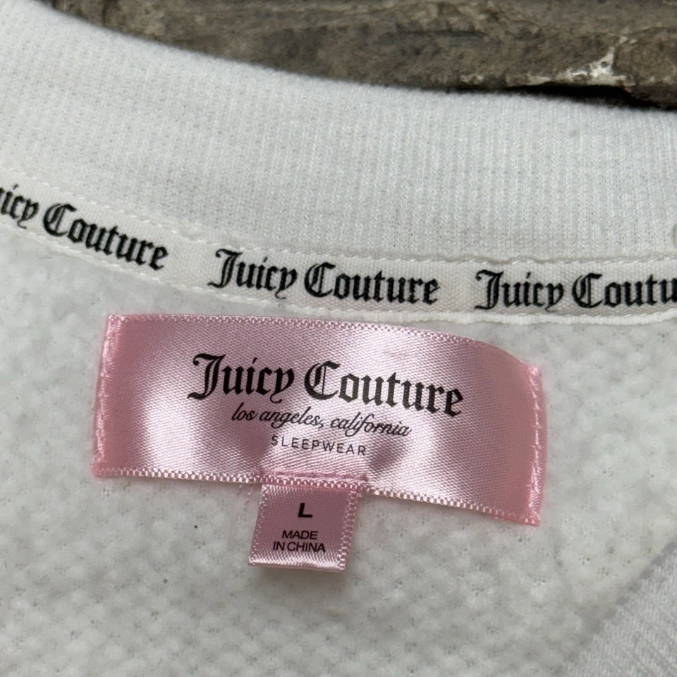 Conjunto de roupa de dormir Juicy Couture feminina grande branca difusa lã pilha profunda roupa íntima - Imagem 4 de 4