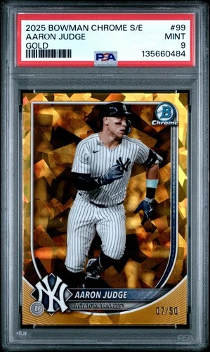 2025 Bowman Chrome Sapphire Aaron Judge Gold Refractor /50 Yankees - PSA 9