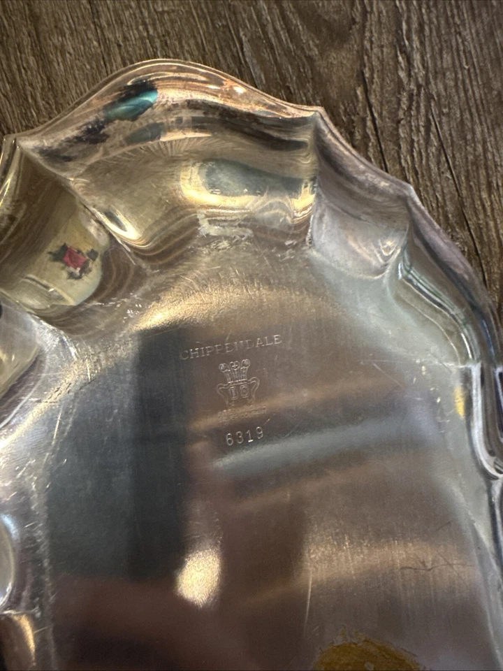 Bandeja de pan Chippendale International Silver Plate 12 pulgadas No. 6319 Vintage Foto 3 de 3