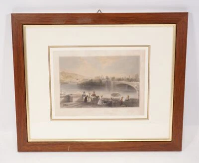 Antiker kolorierter Stahlstich The River Dora Turin Italien 1836 Bartlett Lewis - Bild 1 von 4