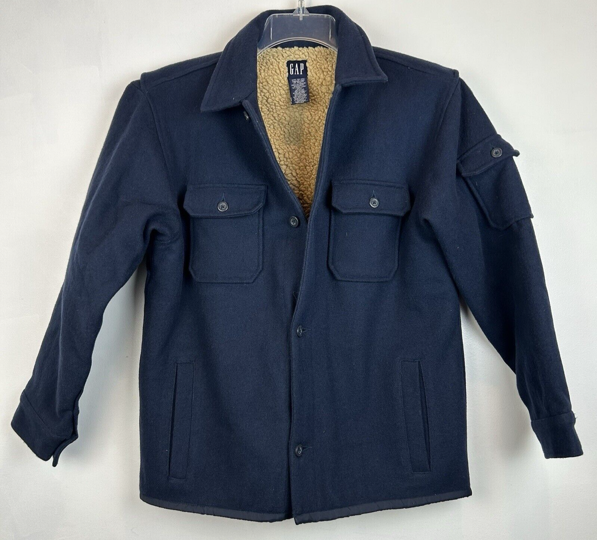 ジャケット・アウター OLD GAP 00s Padded Wool Jacket Navy M Gap Shacket Womas M L Wool Sherpa Lined Button Front Coat Jacket