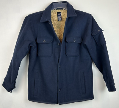 Gap Shacket Womas M L Wool Sherpa Lined Button Front Coat Jacket