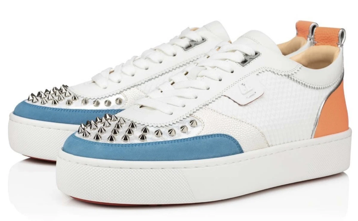 Christian Louboutin Outlet: Happyrui Spikes leather sneakers - White