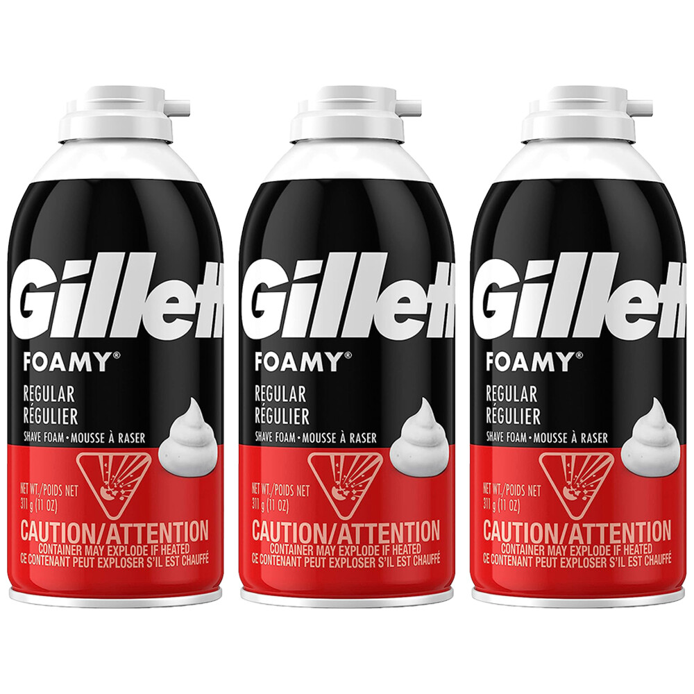 Pack of (3) New Gillette Foamy Shaving Cream, Regular, 11 Oz eBay