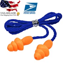 1/3/10/20/50 Soft Silicone Corded Ear Plug Reusable Hearing Protection Earplug