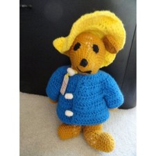 Vintage Paddington Bear Hand Crocheted "Please Take Care Of This Bear" 16"
