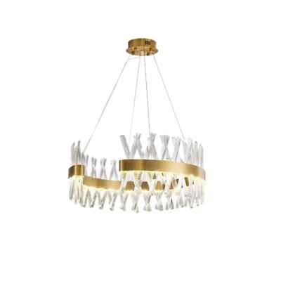 Moderner Kristall Kronleuchter LED Gold offener Ring Pendelleuchte Deckenleuchte