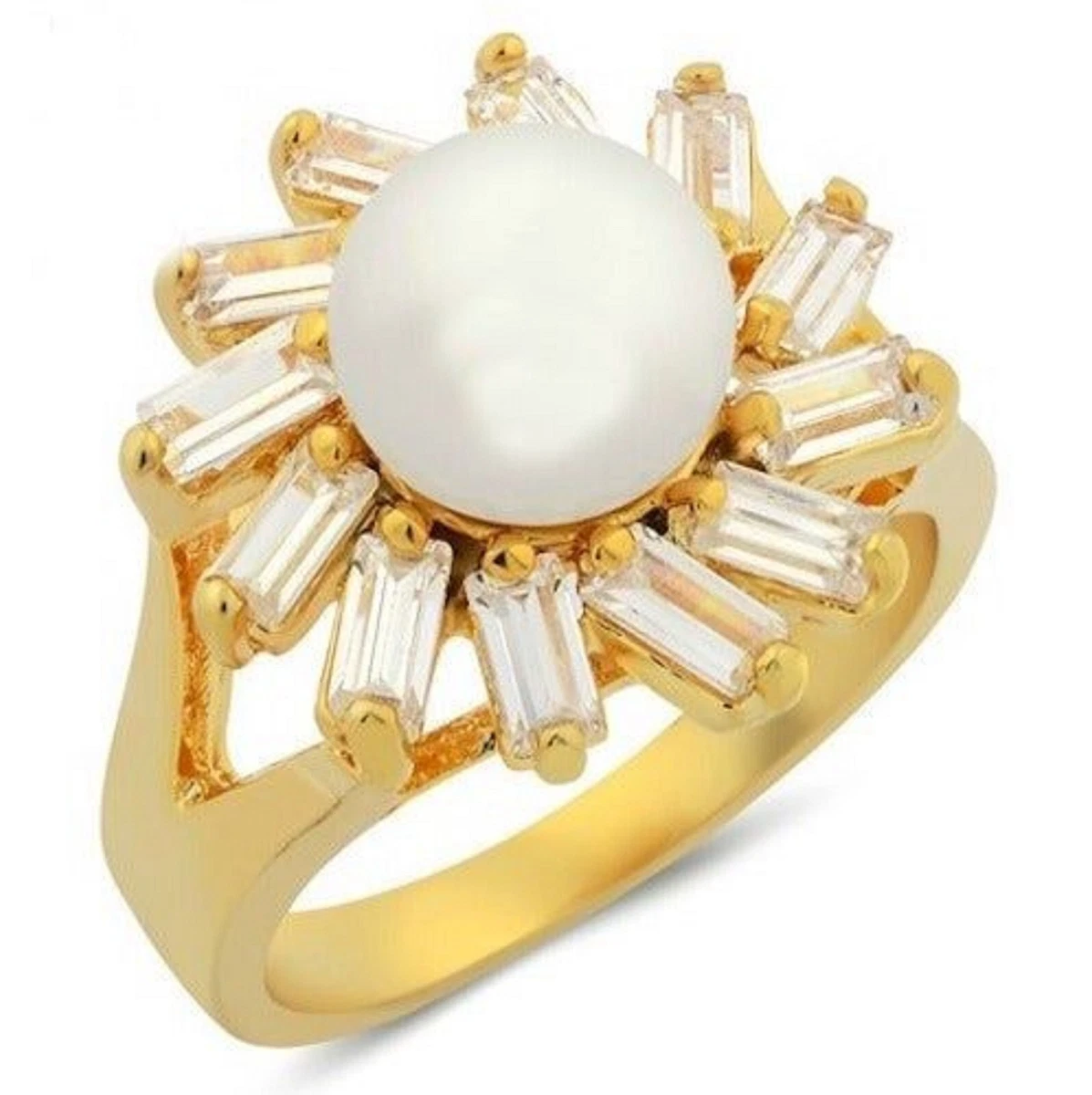 Pearl and sale white sapphire ring