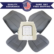 For 2009 To 2014 Ford F150 Driver Passenger PERFORATED Leather Seat Cover Gray