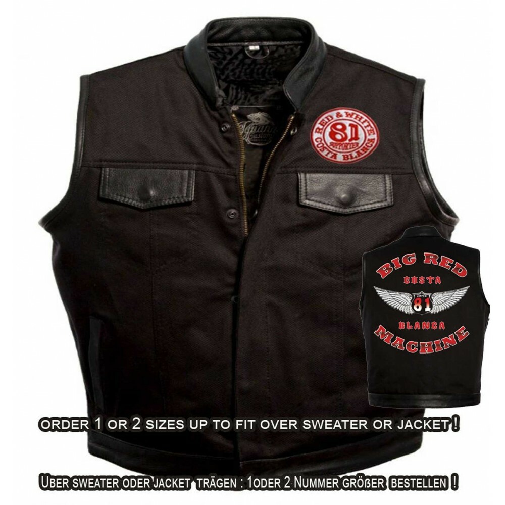 49 Hells Angels Support81 Denim - Leather Vest Big Red