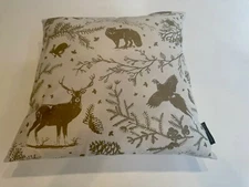 Chalk Couture Gold Winter Toile Throw Pillow Forest Animal Theme Canvas Pillow