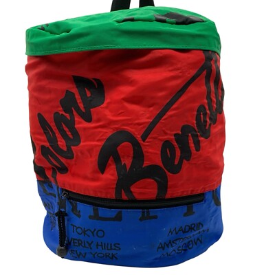 United Colors of Benetton Backpack Bag Colorful Rare Vintage School Travel