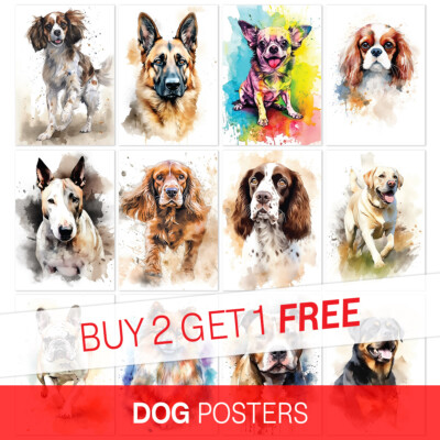 HUNDE POSTER Wandbild Druck Poster TIERE