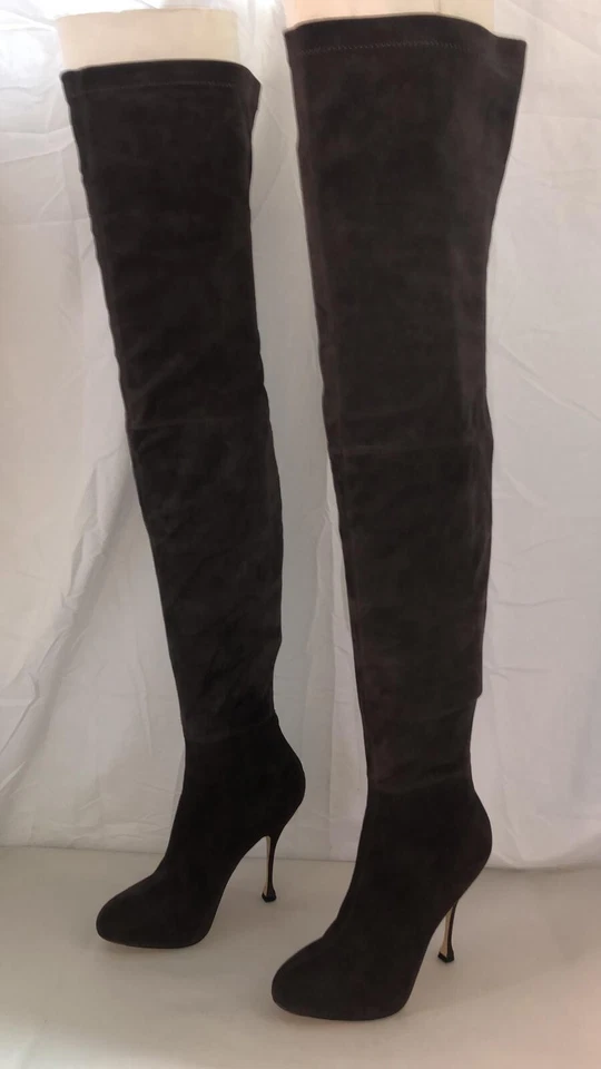 40.5/9.5❤️Brian Atwood Stretch Suede Over Knee Thigh High Heel Boots ITALY OTK - Image 4 of 4