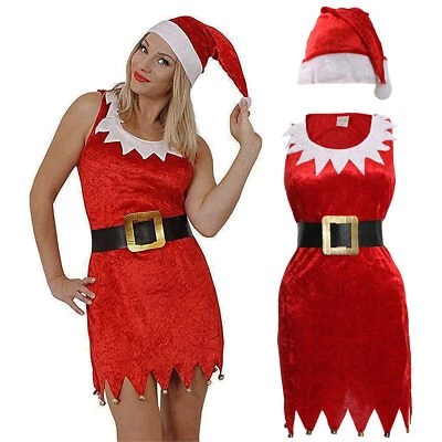 ILOVEFANCYDRESS SEÑORAS TERCIOPELO ROJO MISS SANTA VESTIDO SEXY SEÑORA CLAUS DISFRAZ DE NAVIDAD VESTIDO ELEGANTE