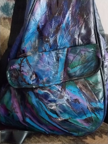 Vtg Leather Abstract Horse WHIMSIGOTH BAG western Art Cross Body Purse Boho - Picture 5 of 15