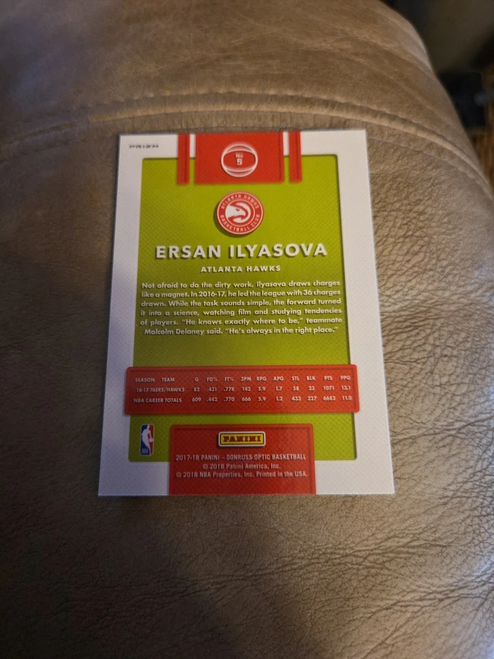 ERSAN ILYASOVA OPTIC DISCO PRIZM JERSEY#7 HAWKS 2017-18 Panini Donruss Optic SP  - Image 2 of 2