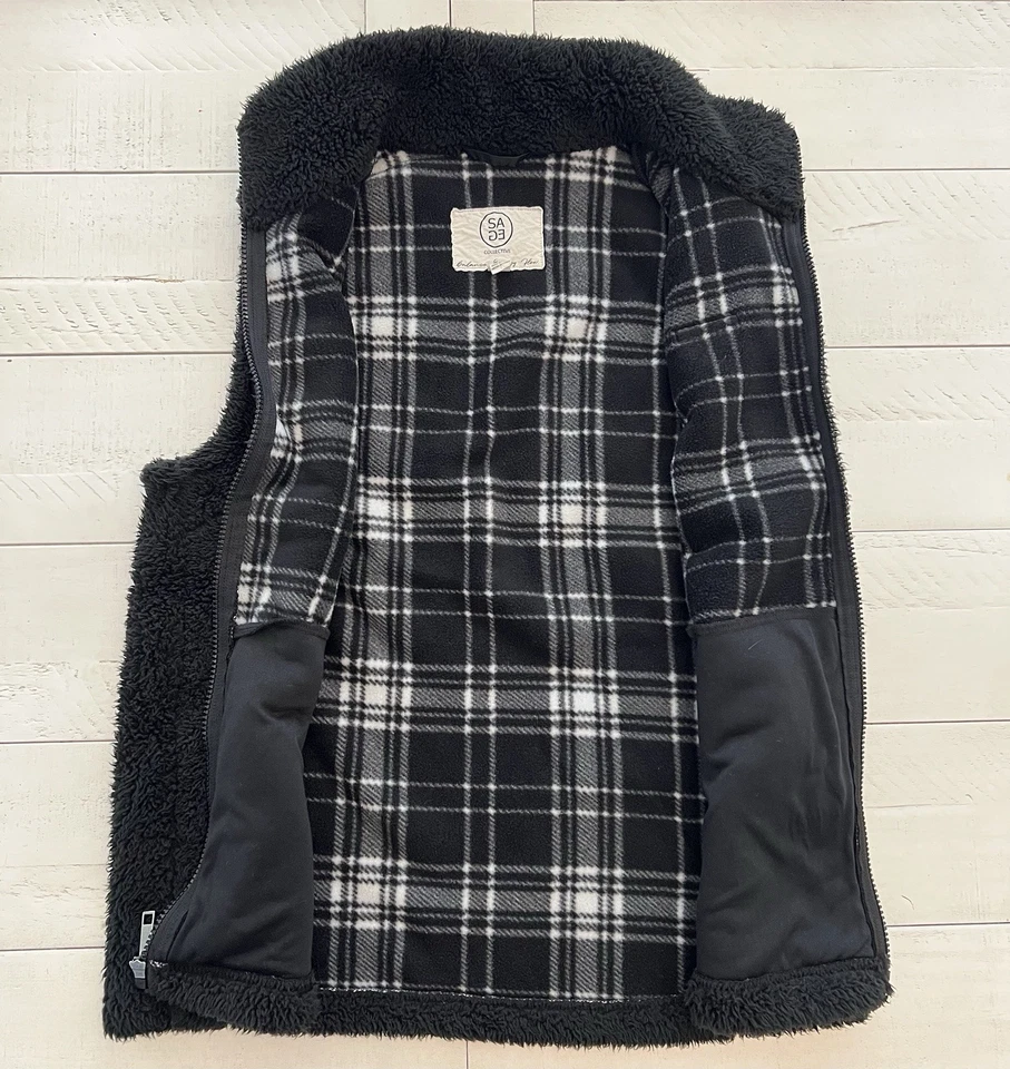 Sage Collective Vest Girls/Juniors/Women’s Small Black Sherpa Fleece Lined - Image 4 of 4