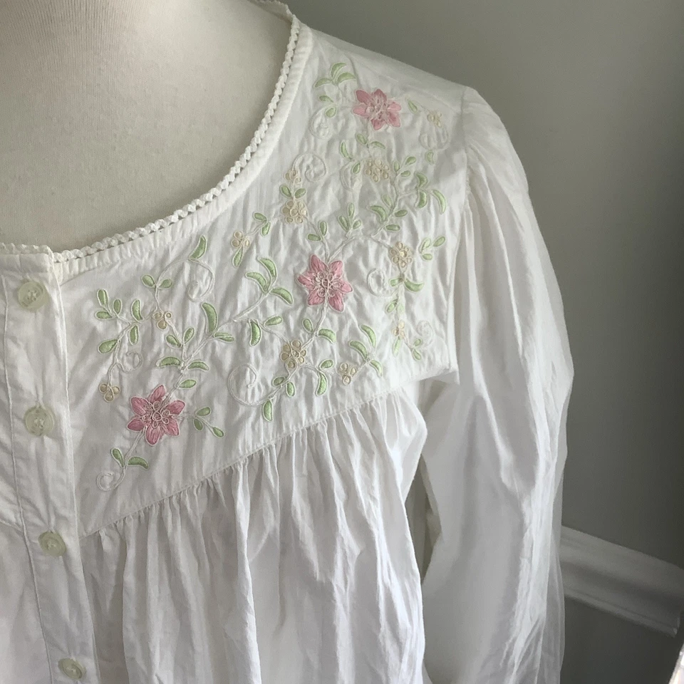 Vestido de Noche Gilligan & O'Malley XL Algodón Bordado Encaje Volantes Pradera Foto 3 de 4