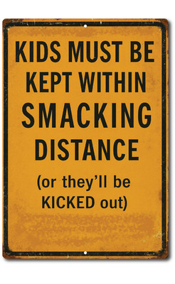 Funny Kids Warning Sign   Smacking Distance   8x12 Metal Tin Wall Décor
