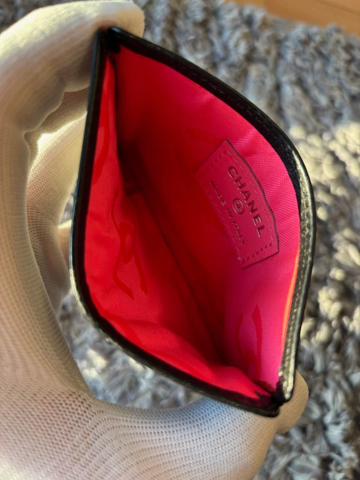 AUTH CHANEL Cambon Line Card Case Black White Leather Business Card Holder AB - Image 3 of 4