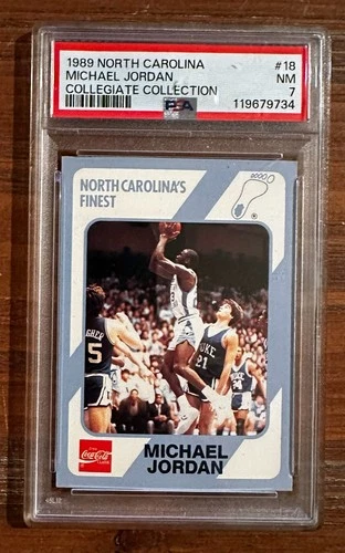 MICHAEL JORDAN 1989 UNC's Finest Collegiate Coll Card #18 Graded PSA 7 NM
