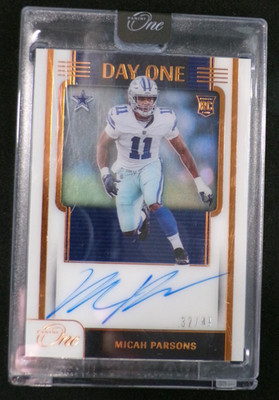 2021 Panini One Day One Bronze On Card Auto RC Micah Parsons Cowboys Packers /49