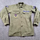 Vintage U.S. Air Force OG-107 Utility Shirt Mens Small Olive Cotton Sateen 70s