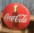 Vintage Coca Cola Coke Bottle Porcelain Soda Pop Advertising Dome Button Sign