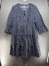 NWT Crown and Ivy Womens Dress Size 2X Navy Polka Dot Short Short Sleeve Cotton