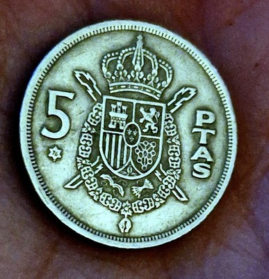 1975 Spanish Coin, 5 Ptas