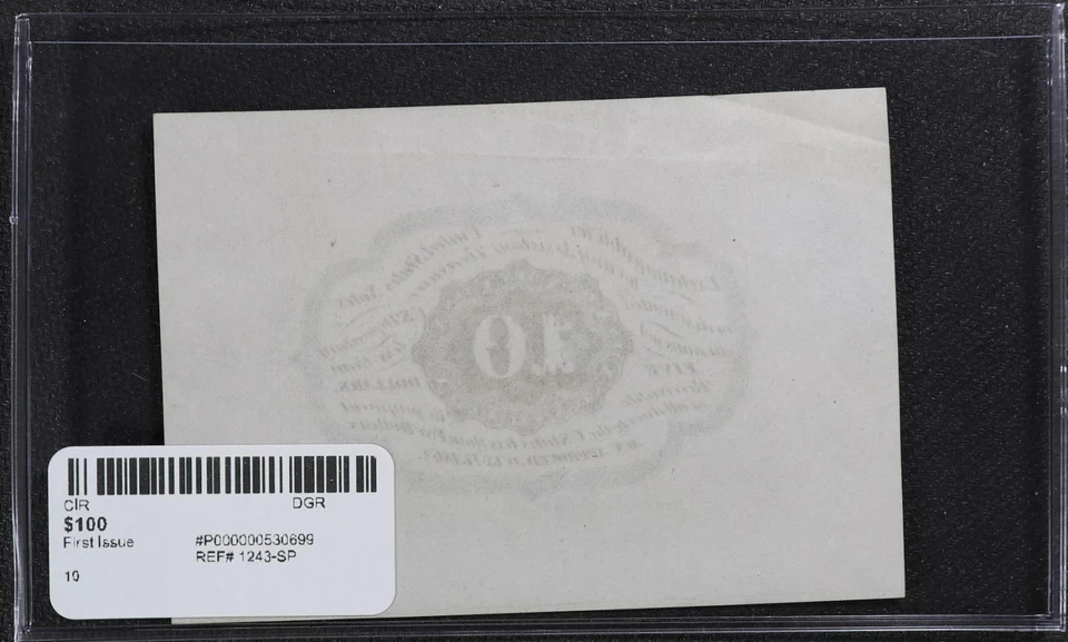 Fr. 1243SP First Issue 10 Cents Fractional Currency Wide Specimen - Image 3 of 3