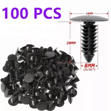100X 8mm Bumper Clips Auto Car Hole Plastic Rivets Fastener Fender Push Pin For