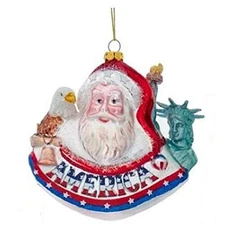 American Santa Claus Glass Christmas Tree Ornament United States America