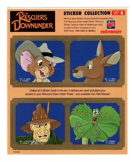 Australian Fast Food Sticker Sheet Red Rooster Disney Rescuers Downunder #03