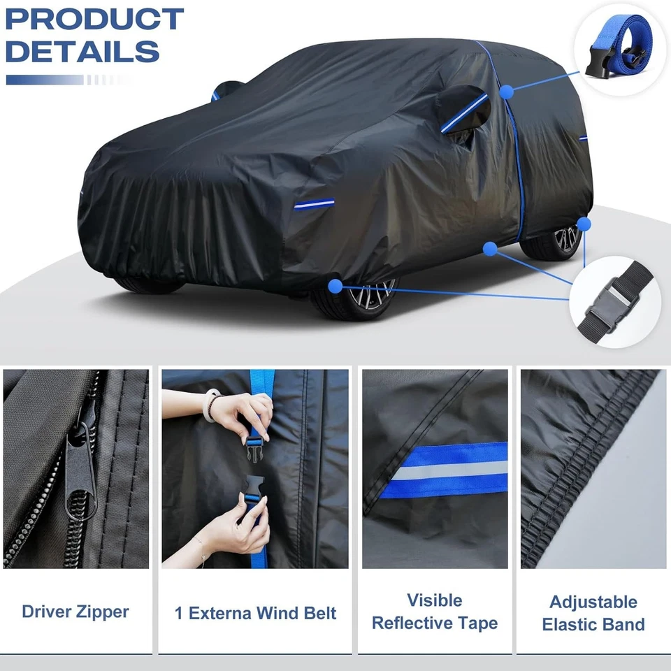 Car Cover Fit For Audi Q7/SQ7 2007-2025 Waterproof All Weather with Door Zipper Foto 4 de 4
