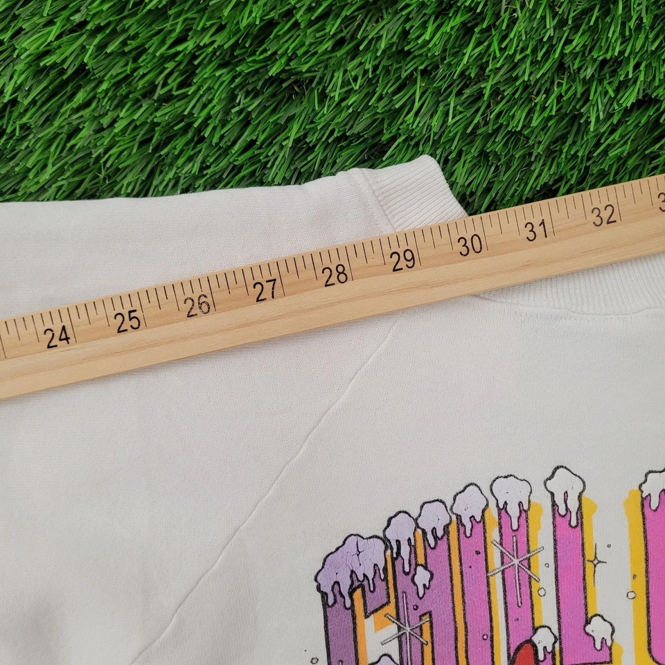 复古 1987 Funny Noid 运动衫女式 XL 22x22 方形作物美国多米诺比萨 — 第 3/4 张图片