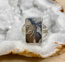 Scenic Dendrite Agate Ring 925 Sterling Silver Statement Size 6