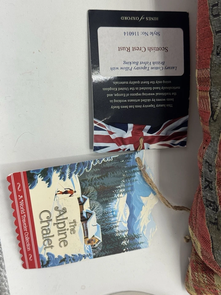 Almohada tapiz a cuadros Hines of Oxford Home Stag escudo escocés sobre óxido 17"x 17" Foto 4 de 4