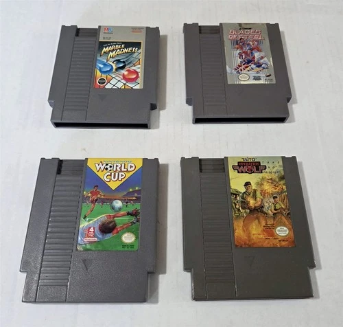 T-228 VINTAGE NINTENDO NES LOT - MARBLE MADNESS BLADES OF STEEL OPERATION WOLF