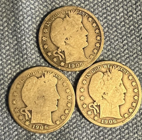 3 Barber Half Dollar - 90% Silver - bundle melt price value = $107.92