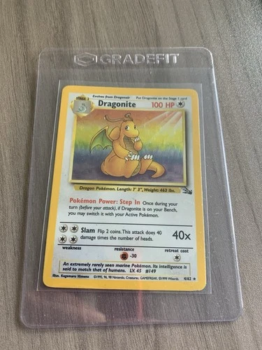 Pokémon TCG Dragonite Fossil Holo Unlimited Rare Card 4/62 Vintage WOTC
