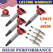 Set of 4 UF619 Ignition Coil & 96339 Iridium Spark Plug For Toyota Corolla Prius