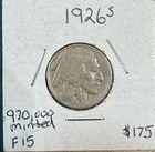 1926-S Buffalo F15 Key Date Coin Low Mintage