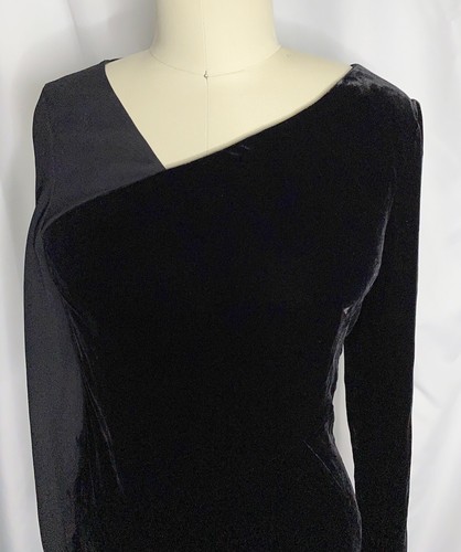 Lafayette 148 Black Silk & Velvet Sheer Long Sleeve Party Cocktail Dress Sz 4 - Picture 4 of 6