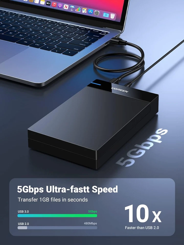 External Hard Drive Enclosure for 3.5 2.5 Inch SATA SSD HDD USB 3.0 to SATA III - Image 3 of 4