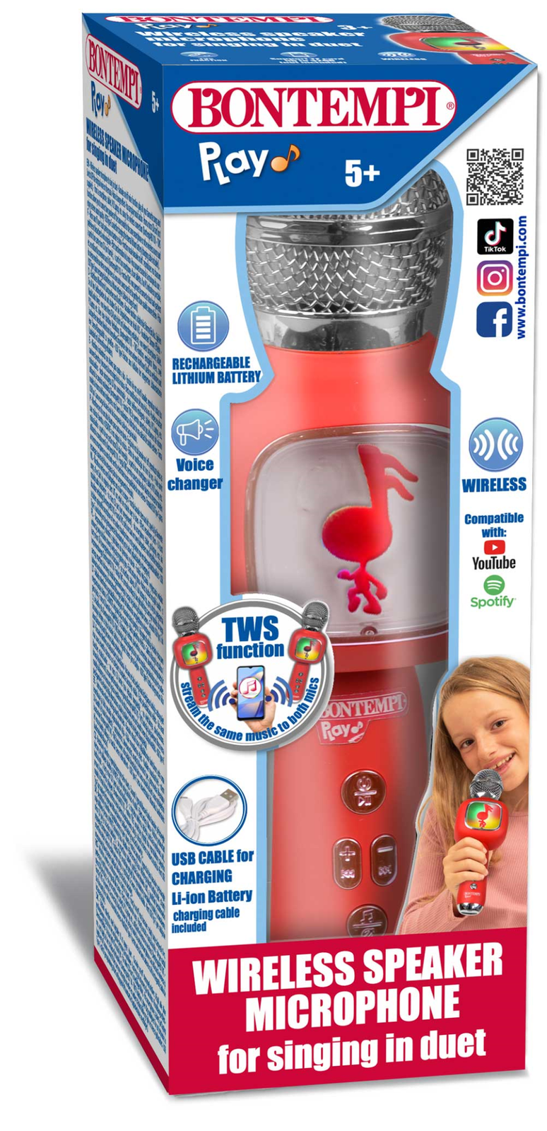 Bontempi 48 5110: Microfono Wireless Con Funzione Karaoke E Cambio Voce -